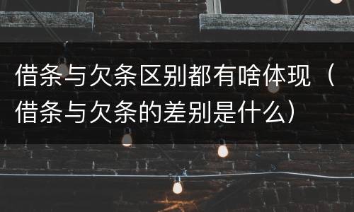 借条与欠条区别都有啥体现（借条与欠条的差别是什么）