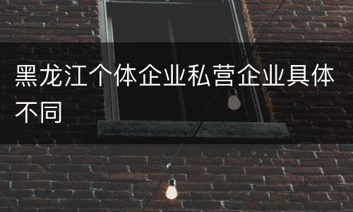 黑龙江个体企业私营企业具体不同