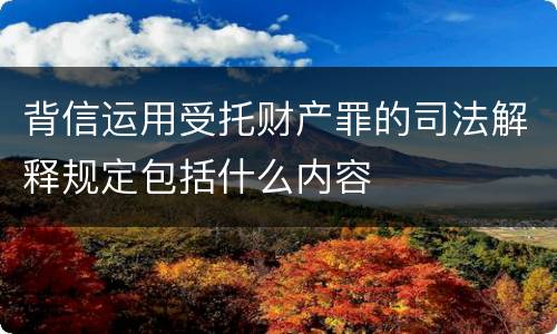 背信运用受托财产罪的司法解释规定包括什么内容
