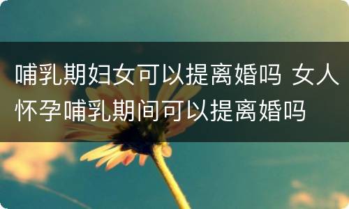 哺乳期妇女可以提离婚吗 女人怀孕哺乳期间可以提离婚吗