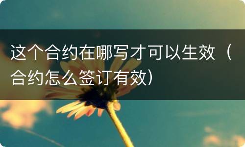 这个合约在哪写才可以生效（合约怎么签订有效）