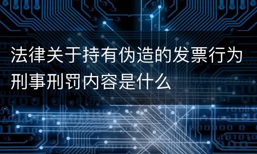 法律关于持有伪造的发票行为刑事刑罚内容是什么