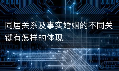 同居关系及事实婚姻的不同关键有怎样的体现