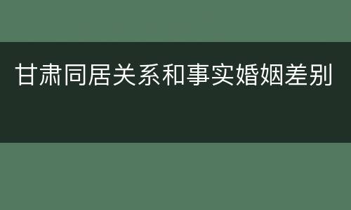 甘肃同居关系和事实婚姻差别