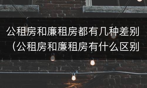 公租房和廉租房都有几种差别（公租房和廉租房有什么区别吗）