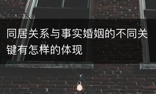同居关系与事实婚姻的不同关键有怎样的体现