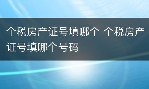 个税房产证号填哪个 个税房产证号填哪个号码