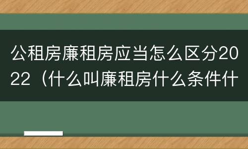 公租房廉租房应当怎么区分2022（什么叫廉租房什么条件什么叫公租房）
