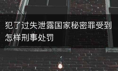 犯了过失泄露国家秘密罪受到怎样刑事处罚
