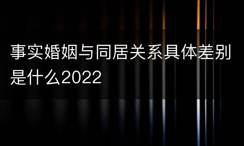 事实婚姻与同居关系具体差别是什么2022