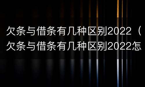 欠条与借条有几种区别2022（欠条与借条有几种区别2022怎么写）