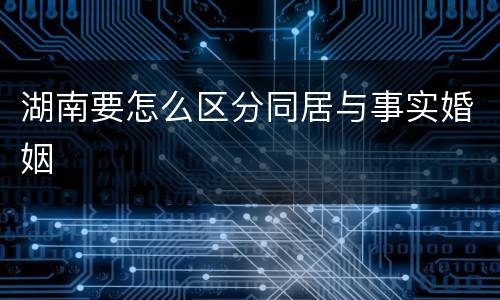 湖南要怎么区分同居与事实婚姻