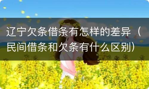 辽宁欠条借条有怎样的差异（民间借条和欠条有什么区别）