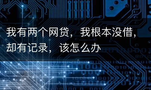 我有两个网贷，我根本没借，却有记录，该怎么办
