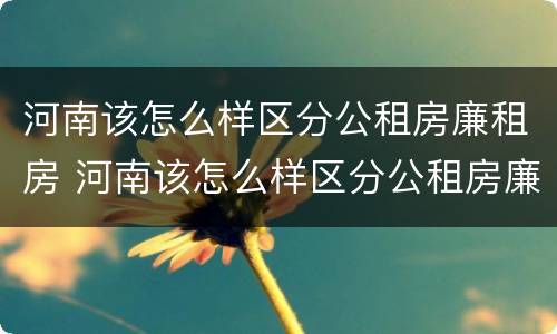 河南该怎么样区分公租房廉租房 河南该怎么样区分公租房廉租房和住宅