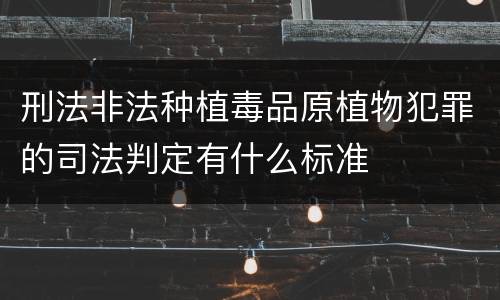 刑法非法种植毒品原植物犯罪的司法判定有什么标准