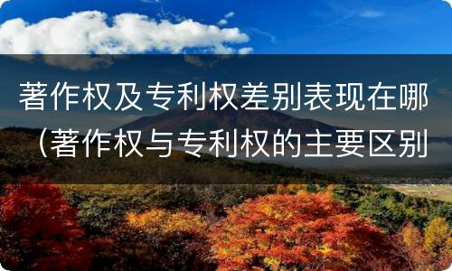 著作权及专利权差别表现在哪（著作权与专利权的主要区别）