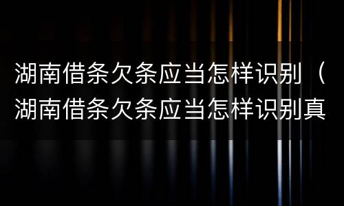 湖南借条欠条应当怎样识别（湖南借条欠条应当怎样识别真假）