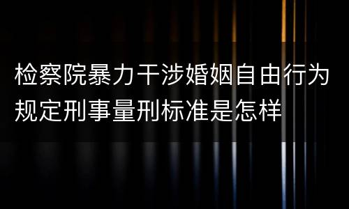 检察院暴力干涉婚姻自由行为规定刑事量刑标准是怎样