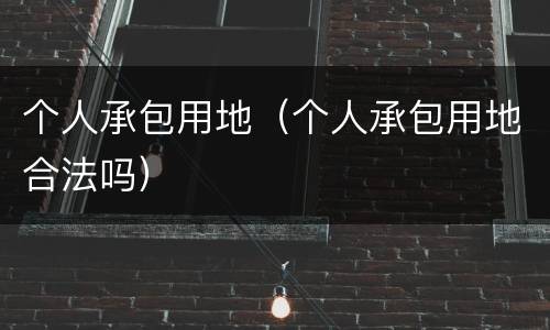 个人承包用地（个人承包用地合法吗）