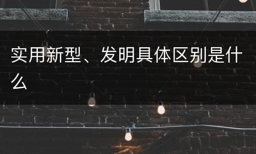 实用新型、发明具体区别是什么