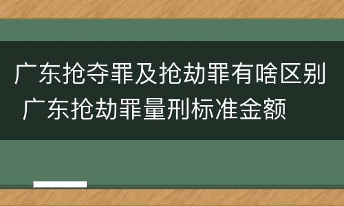 广东抢夺罪及抢劫罪有啥区别 广东抢劫罪量刑标准金额