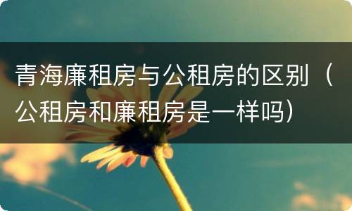 青海廉租房与公租房的区别（公租房和廉租房是一样吗）
