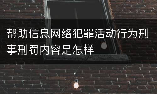 帮助信息网络犯罪活动行为刑事刑罚内容是怎样