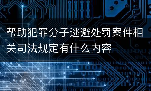 帮助犯罪分子逃避处罚案件相关司法规定有什么内容