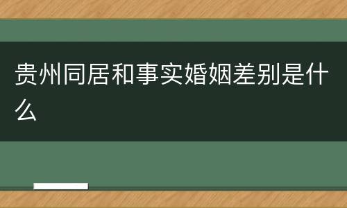 贵州同居和事实婚姻差别是什么