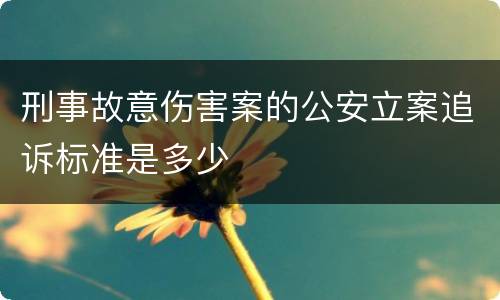 刑事故意伤害案的公安立案追诉标准是多少