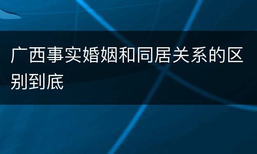 广西事实婚姻和同居关系的区别到底