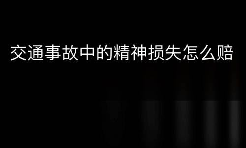 交通事故中的精神损失怎么赔