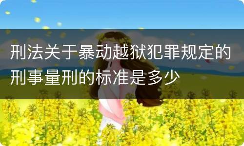 刑法关于暴动越狱犯罪规定的刑事量刑的标准是多少