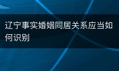 辽宁事实婚姻同居关系应当如何识别