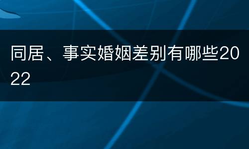 同居、事实婚姻差别有哪些2022