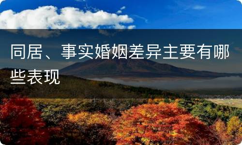 同居、事实婚姻差异主要有哪些表现