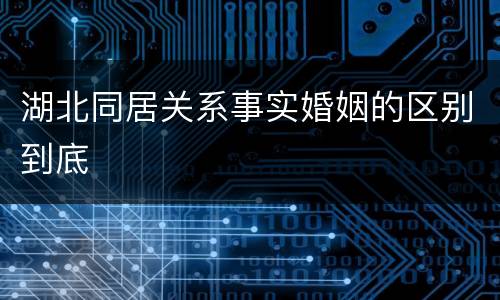 湖北同居关系事实婚姻的区别到底