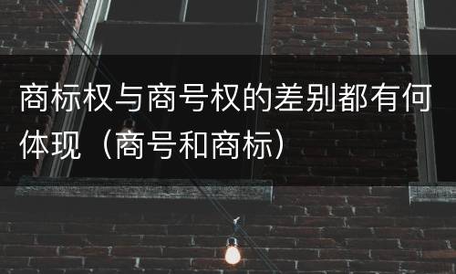 商标权与商号权的差别都有何体现（商号和商标）