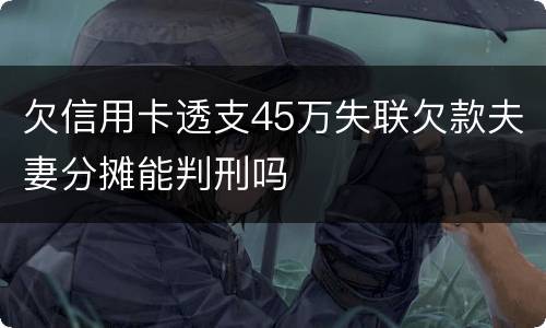 欠信用卡透支45万失联欠款夫妻分摊能判刑吗