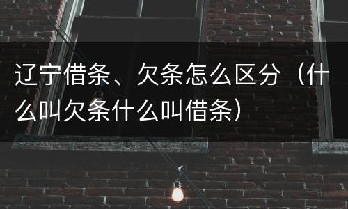 辽宁借条、欠条怎么区分（什么叫欠条什么叫借条）