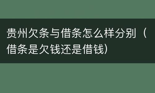 贵州欠条与借条怎么样分别（借条是欠钱还是借钱）
