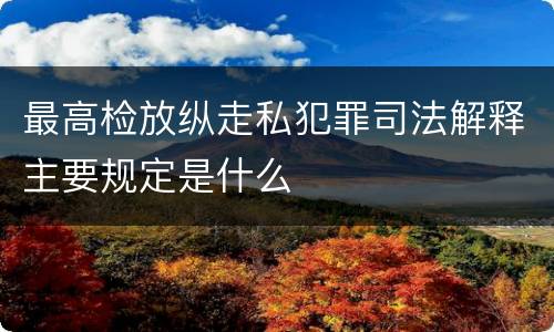 最高检放纵走私犯罪司法解释主要规定是什么