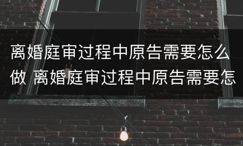 离婚庭审过程中原告需要怎么做 离婚庭审过程中原告需要怎么做证据