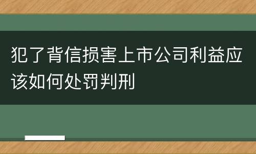 犯了背信损害上市公司利益应该如何处罚判刑