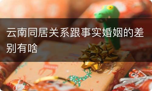 云南同居关系跟事实婚姻的差别有啥