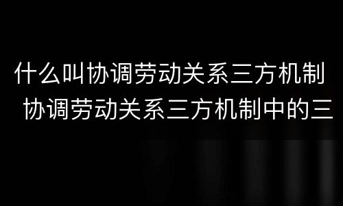什么叫协调劳动关系三方机制 协调劳动关系三方机制中的三方指的是什么