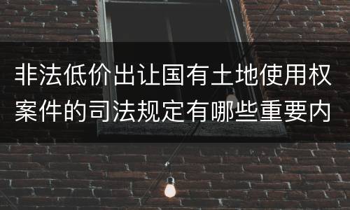 非法低价出让国有土地使用权案件的司法规定有哪些重要内容