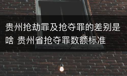 贵州抢劫罪及抢夺罪的差别是啥 贵州省抢夺罪数额标准