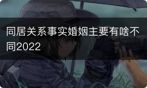 同居关系事实婚姻主要有啥不同2022